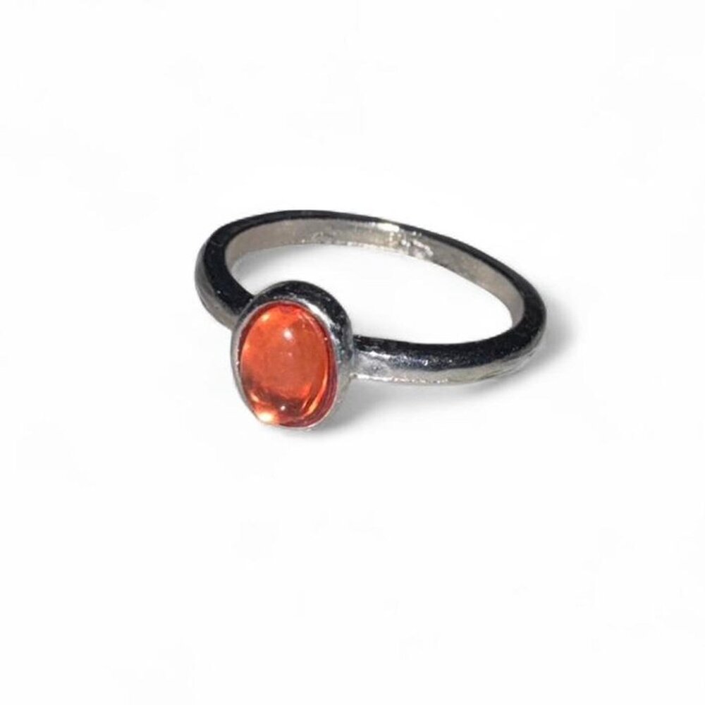 size 6 Orange stone silver ring #crystaljewellery #boho #hippie #jewelry #silver